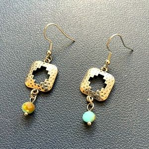 Handmade brand new southwestern style silver metal cross beads dangle earrings